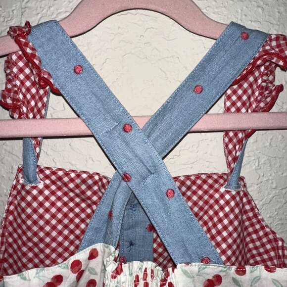 Matilda Jane Girls Jolene Mixed Pattern Dress Size 6 Patriotic America Red Blue - Picture 4 of 8